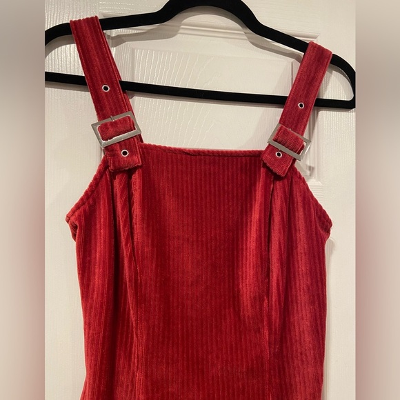 No Boundaries Size M Soft Stretchy Bodycon Pink Ribbed Velour Mini Dress Buckles - Picture 4 of 10